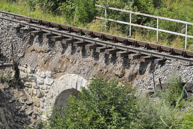 The collapsed railway bridge in High Tatras