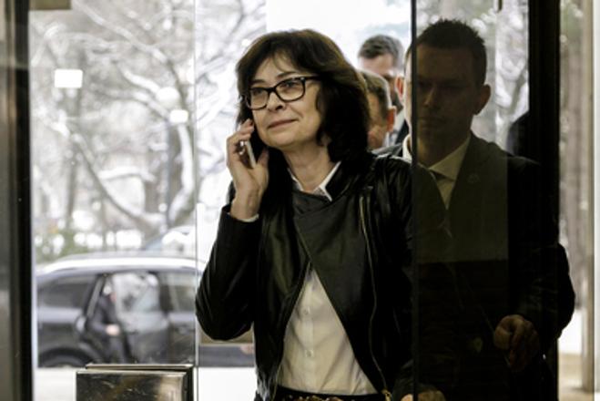 Justice Minister Lucia Žitňanská arrives to cabinet session February 21, to discuss law on partial de-criminalisation of drugs.