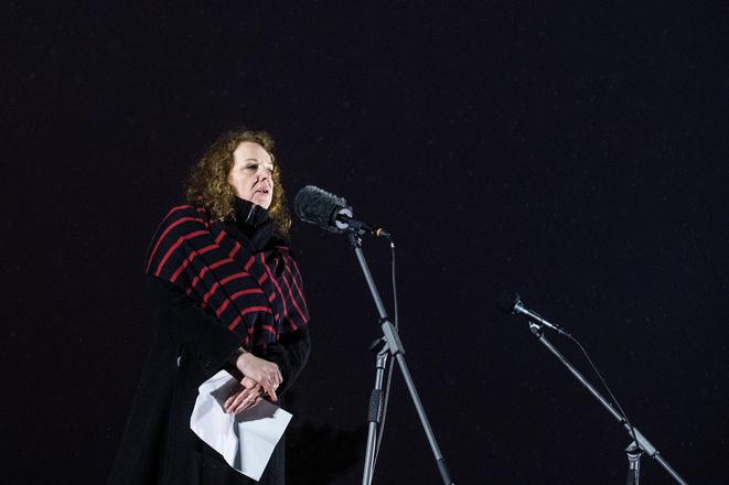 Beata Balogová at the memorial march for Ján Kuciak in Bratislava.