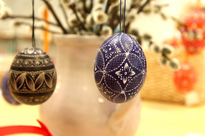 Egg painting in traditional Slovak style