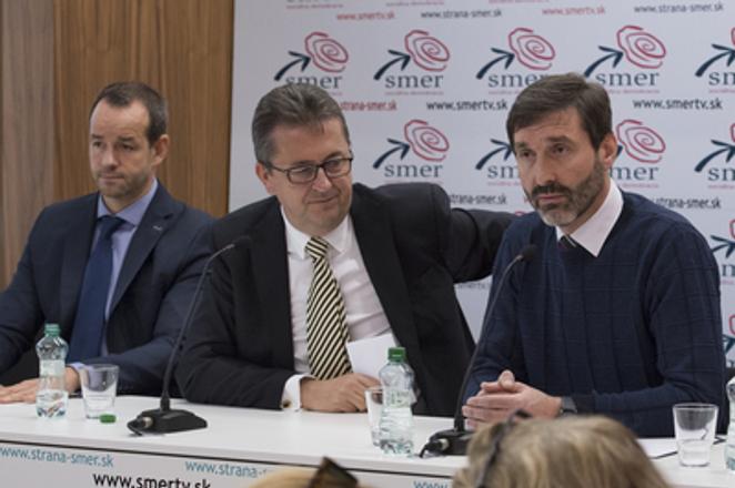 Members of the Smer leadership, L-R: Viktor Stromček, Martin Glváč and Juraj Blanár.