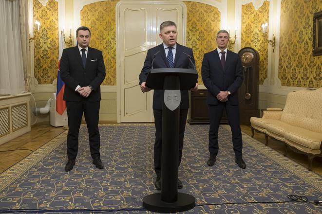 Coalition leaders (l-r): Andrej Danko, Robert Fico and Béla Bugár