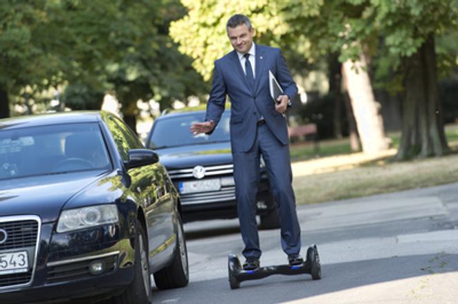 Deputy Minister for Investments Peter Pellegrini came on hoverboard.