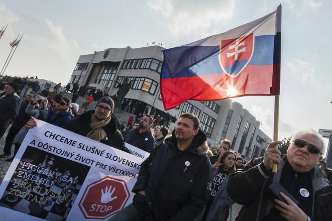About one thousand people attended the protest rally in Bratislava.