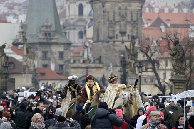 The Three Kings march in Prague in 2016