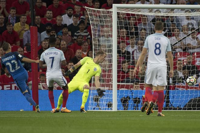 Slovak Stanislav Lobotka scores the first goal.