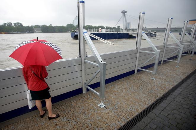 The anti-flood protection in action in Bratislava in 2013.