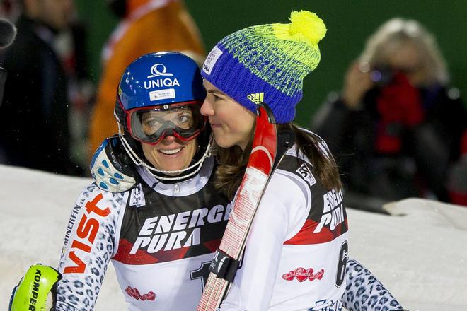 Veronika Velez-Zuzulová (l) and Petra Vlhová (r)