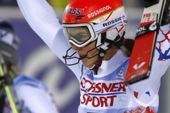 Petra Vlhová rejoices after her victory in first World Cup race in Finnish Levi, November 11. 