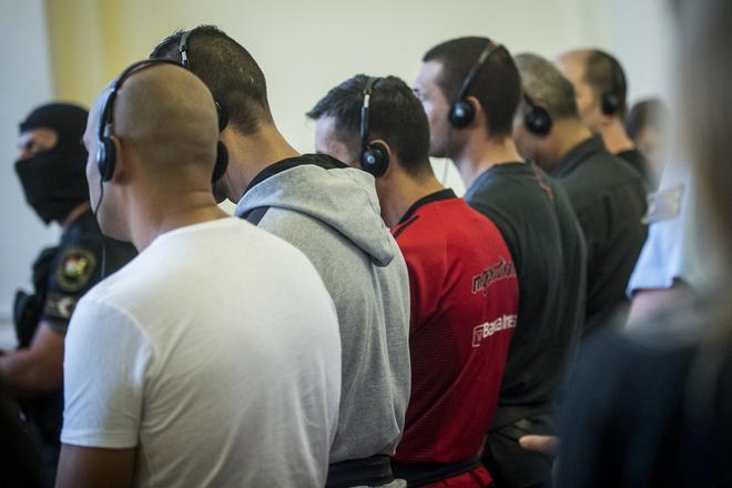 Defendants in the case of 71 dead migrants, Kecskeméth, June 14. 