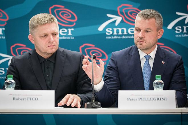 Former PM Robert Fico (left) and his successor Peter Pellegrini (right).