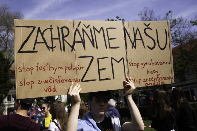 April 26 student protest for climate in Bratislava.