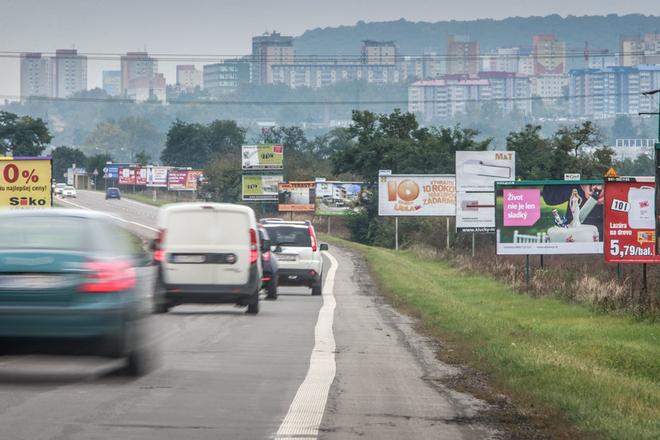 Tens of billboards flank roads in Slovakia.
