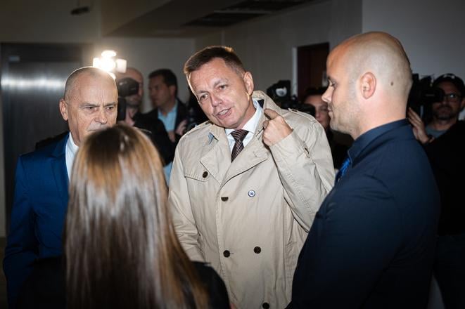Peter Kažimír in court. 