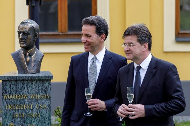 US Ambassador to Slovakia Adam Sterling and Slovak Foreign Affairs Minister Miroslav Lajčák