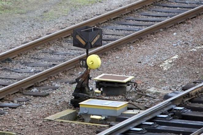 Railroad switch, illustrative stock photo