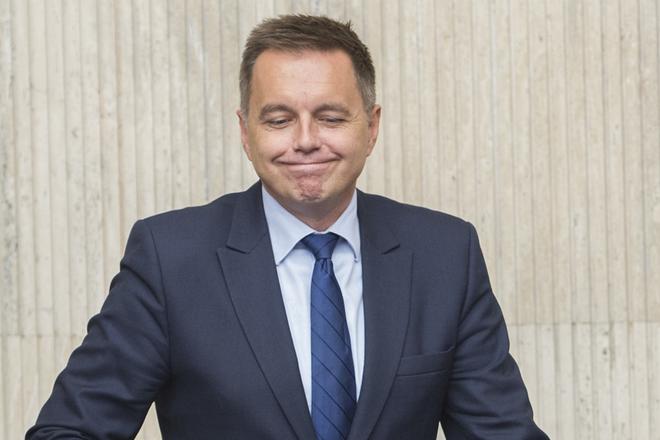 Finance Minister Peter Kažimír during the cabinet session.