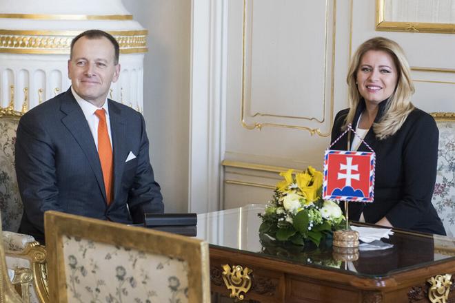 Sme Rodina chair Boris Kollár meets President Zuzana Čaputová in the Presidential Palace on March 3, 2020. 