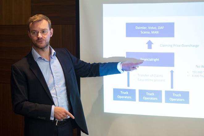 Jan-Eike Andresen of Financialright Claims at the press conference in Bratislava on July 10.