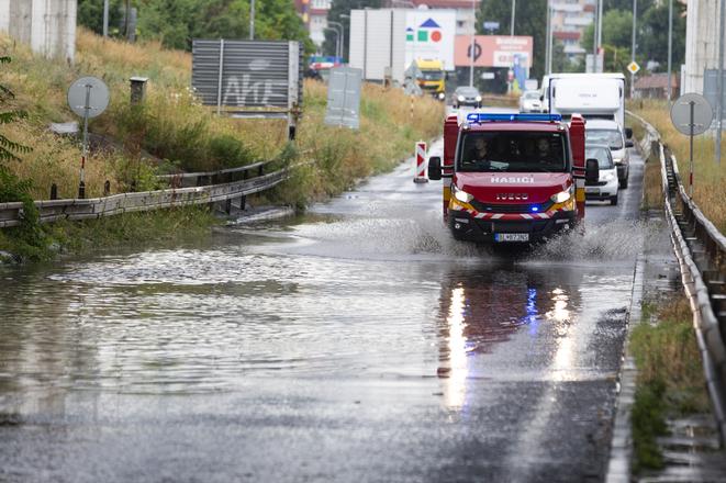 Several streets were flooded on July 27 in Bratislava.