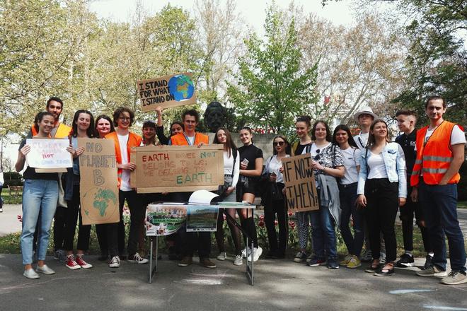 Slovak students protest against climate change in Zvolen, central Slovakia.