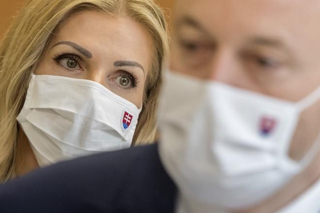 Sme Rodina MP Petra Krištúfková and the leader of the party, Boris Kollár.  
