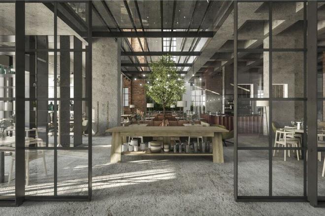 Visualisation of the Medusa restaurant in the historical Jurkovič heating plant. 