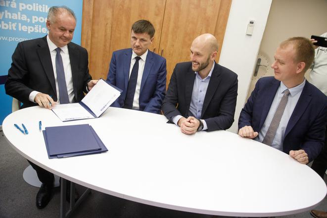 Left to right: Andrej Kiska (Za Ľudí), Alojz Hlina (KDH), Michal Truban (PS), Miroslav Beblavý (Spolu)