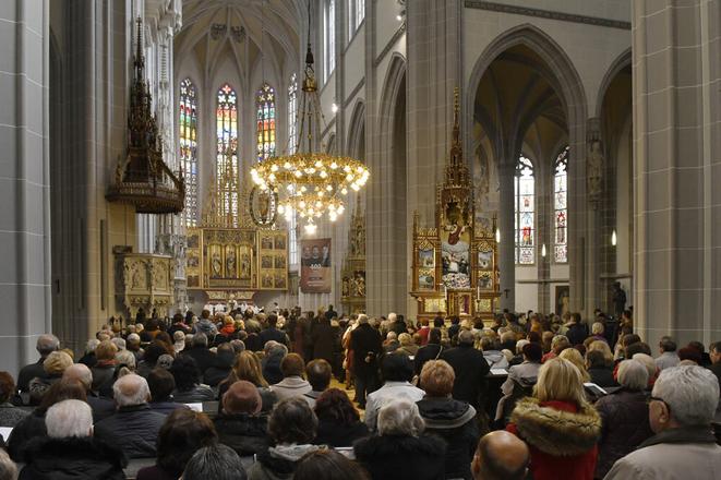 The ceremonial mass in St Elizabeth's Cathedral in Košice.