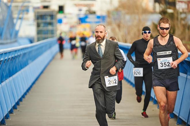 People takes part in the New Year's Eve Run in Bratislava on December 31, 2018. The event returns to the capital for the 31st time this year