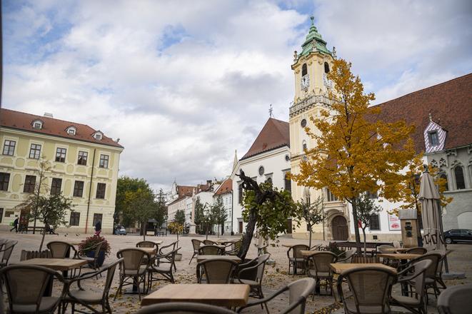 The emptied streets of Bratislava in late October when the curfew was applied.