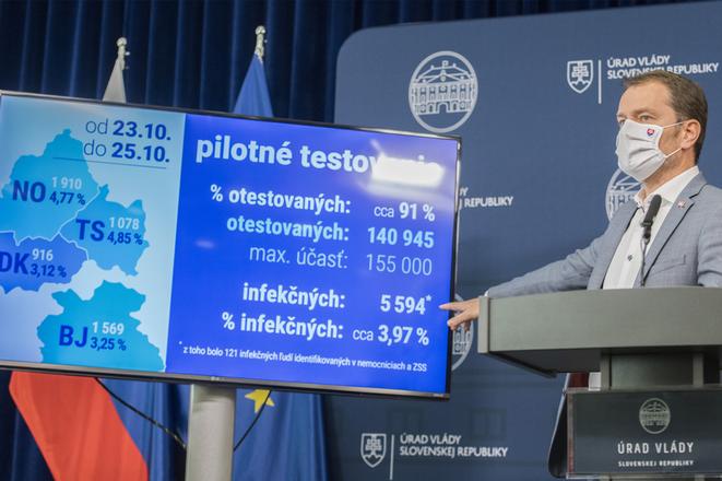 PM Igor Matovič presents the results of the pilot nationwide testing on October 26.