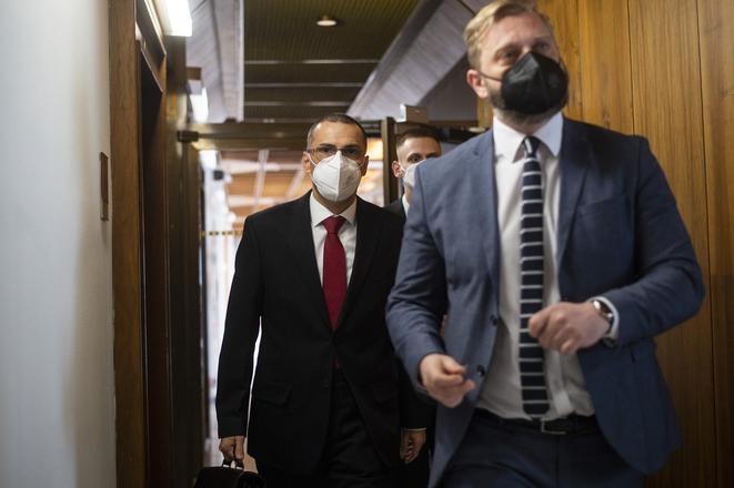 General Prosecutor Maroš Žilinka arrives at the committee meeting.