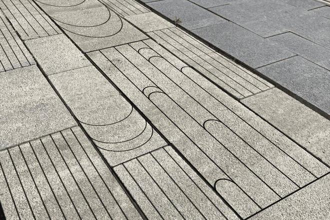 New design of sidewalk paving in Bratislava.