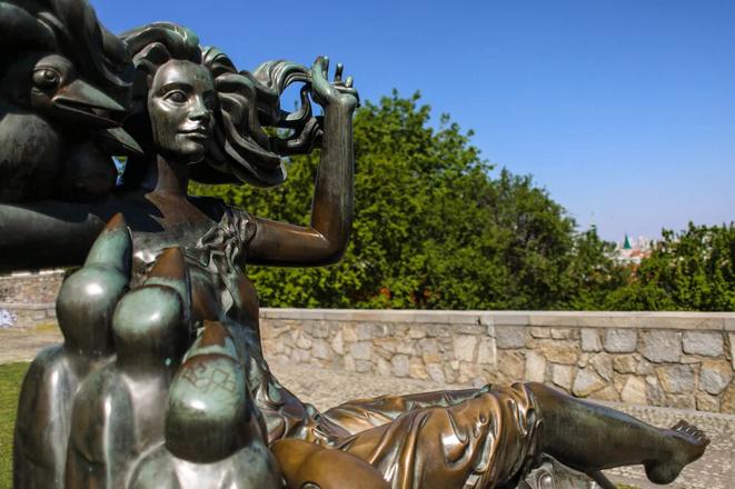 The sculpture known as Girl with Ravens or the Bratislava Witch.