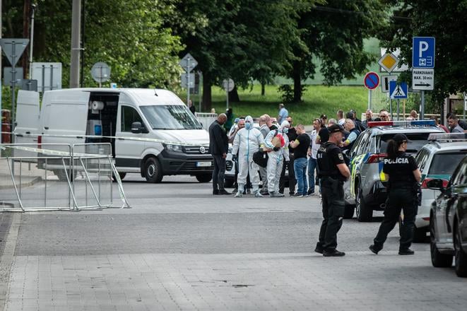 The scene following the shooting of Prime Minister Robert Fico during an off-site government meeting in Handlová, Prievidza District, on 15 May 2024.
