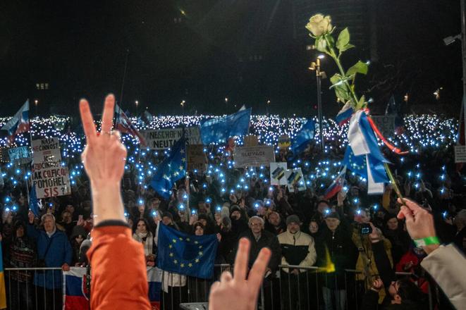 Slovakia is Europe protest in Bratislava, January 24, 2025.