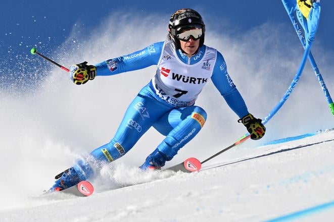 Federica Brignoneová počas obrovského slalomu vo francúzskom stredisku Courchevel-Méribel.