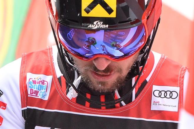 Marcel Hirscher sústredený pred pretekmi.