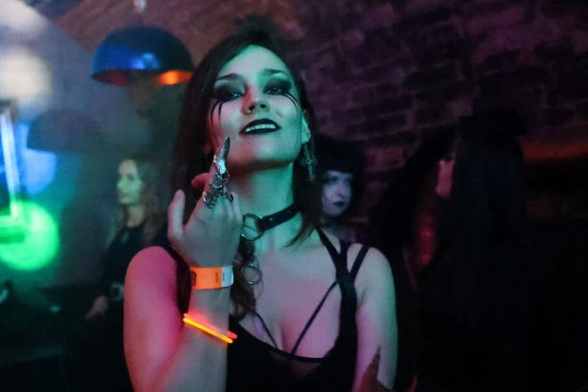 Vampire Roxana lets down her fangs.