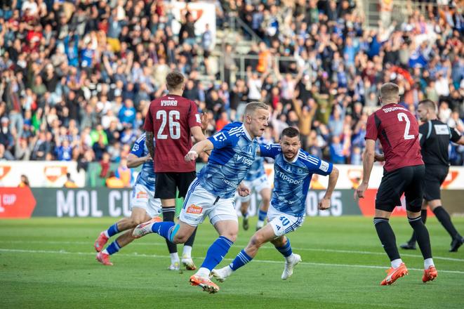 Radosť hráčov Olomouca vo finále Českého pohára proti Sparte Praha.