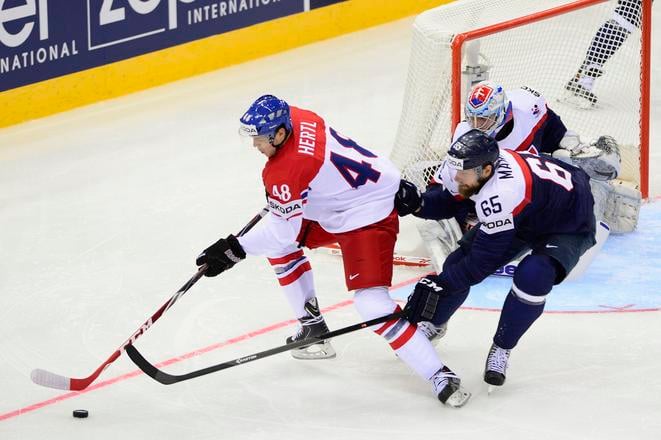 Z hokejového stretnutia A-skupiny Slovensko - Česko na MS 2014 v hokeji.