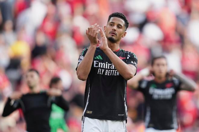 Na archívnej snímke z 11. mája 2025 futbalista Arsenalu William Saliba.