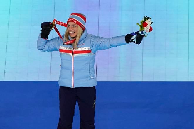 Therese Johaugová počas ZOH 2022. AP Photo/Brynn Anderson
