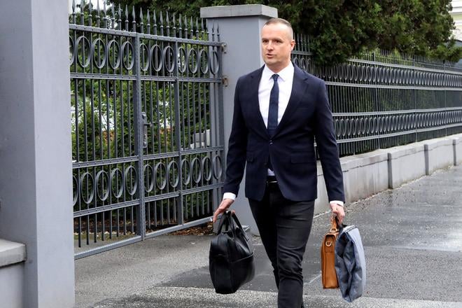David Lindtner arrives at the Specialised Criminal Court in Banská Bystrica on 18 April 2025.