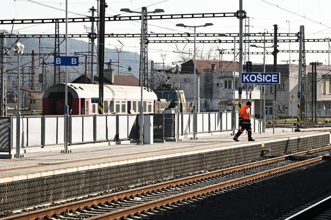 Renovation works at Košice railway station on 10 February 2025.