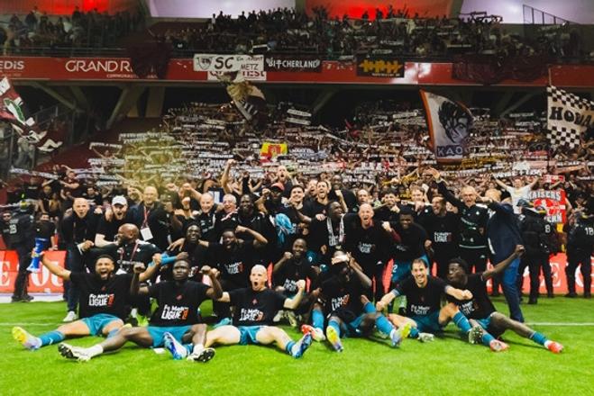 Hráči FC Metz po návrate do najvyššej francúzskej futbalovej súťaže.