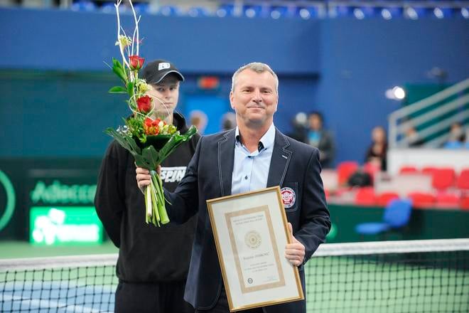 Branislava Stankoviča v roku 2014 takto slávnostne uviedli do Siene slávy slovenského tenisu.