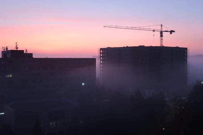 A foggy morning in Poprad, eastern Slovakia.