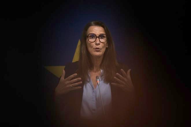 Head of the Democracy, Rule of Law and Fundamental Rights Monitoring Group (DRFMG) Sophie Wilmès during a press conference of the European Parliament’s Committee on Civil Liberties, Justice and Home Affairs delegation, held in Bratislava on 3 June 2025.